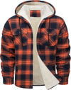 Fiorafashion Men’s Long Sleeve Hooded Plaid Coat – Fleece-Lined Winter Jacket for Casual &amp; Outdoor Wear