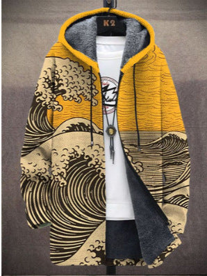 Men&#39;s 3D Personalized Printing Fashion Warm Hooded Jacket