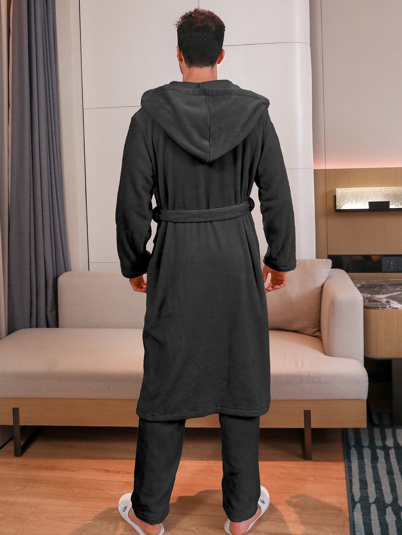 Polyester Long Sleeve Trousers Men&#39;s Pajama Set