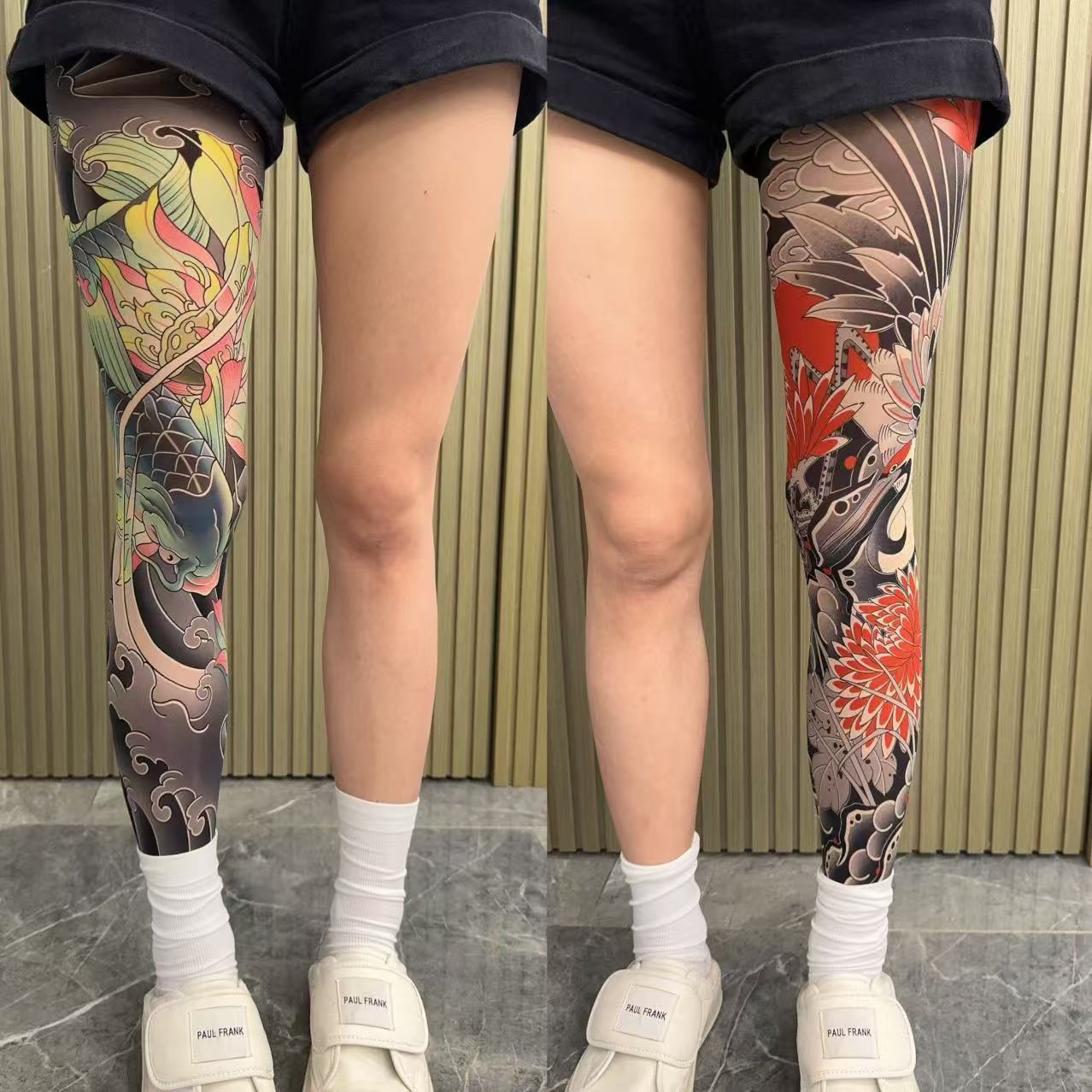 Tattoo Embroidery For Stockings Faded Single Tube Japanese Style