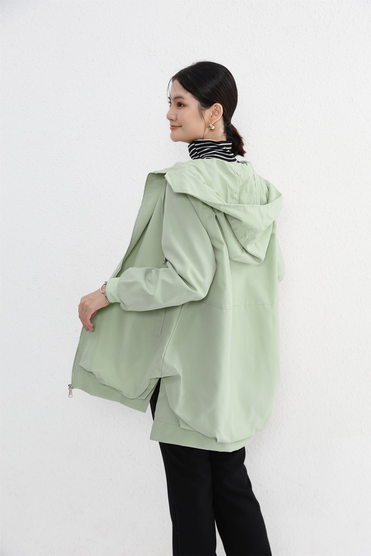 Short Front And Long Back Elegant Trench Coat Pockets