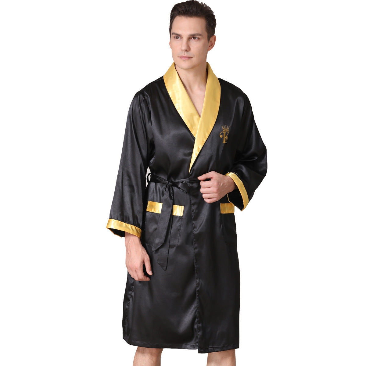 Men&#39;s Summer Silk Bathrobe Nightgown