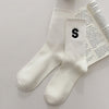 Women&#39;s Embroidered S-letter Cotton Sweat-absorbent Autumn And Winter Socks