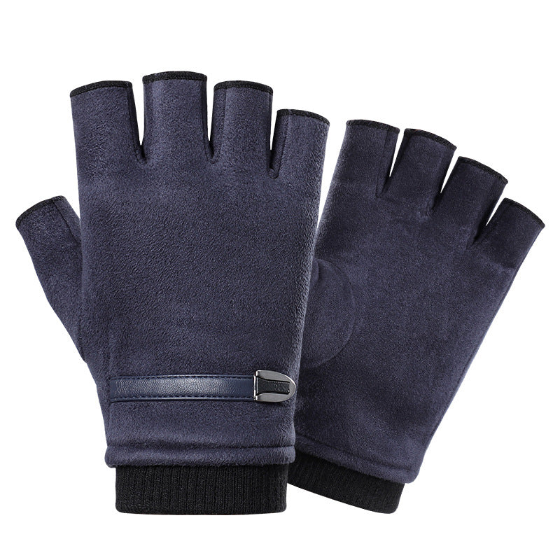 Half Finger Gloves Suede Leaking Finger Sports Outdoor Riding