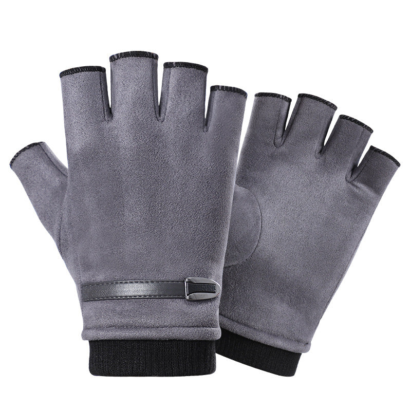 Half Finger Gloves Suede Leaking Finger Sports Outdoor Riding