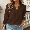 Women&#39;s Shirt V-neck Temperament Leisure Solid Color Pullover