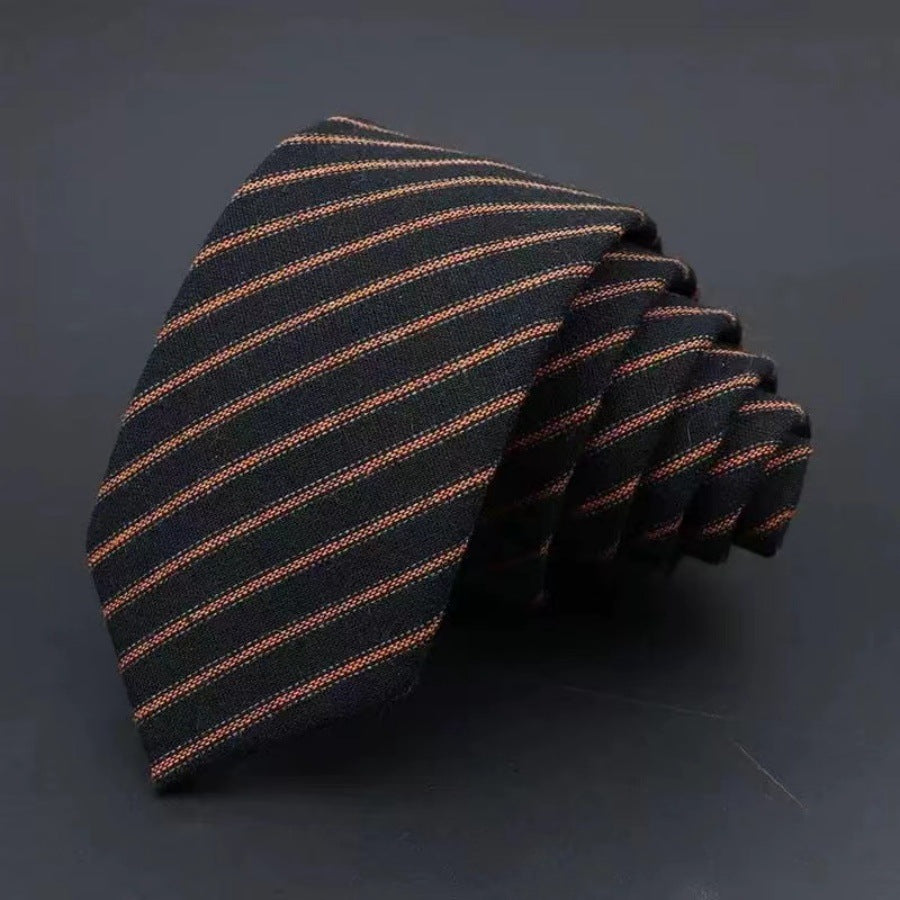 Fiorafashion Men’s Business Striped Solid Color Cotton Tie – Thickened Sanded Formal Wear Necktie