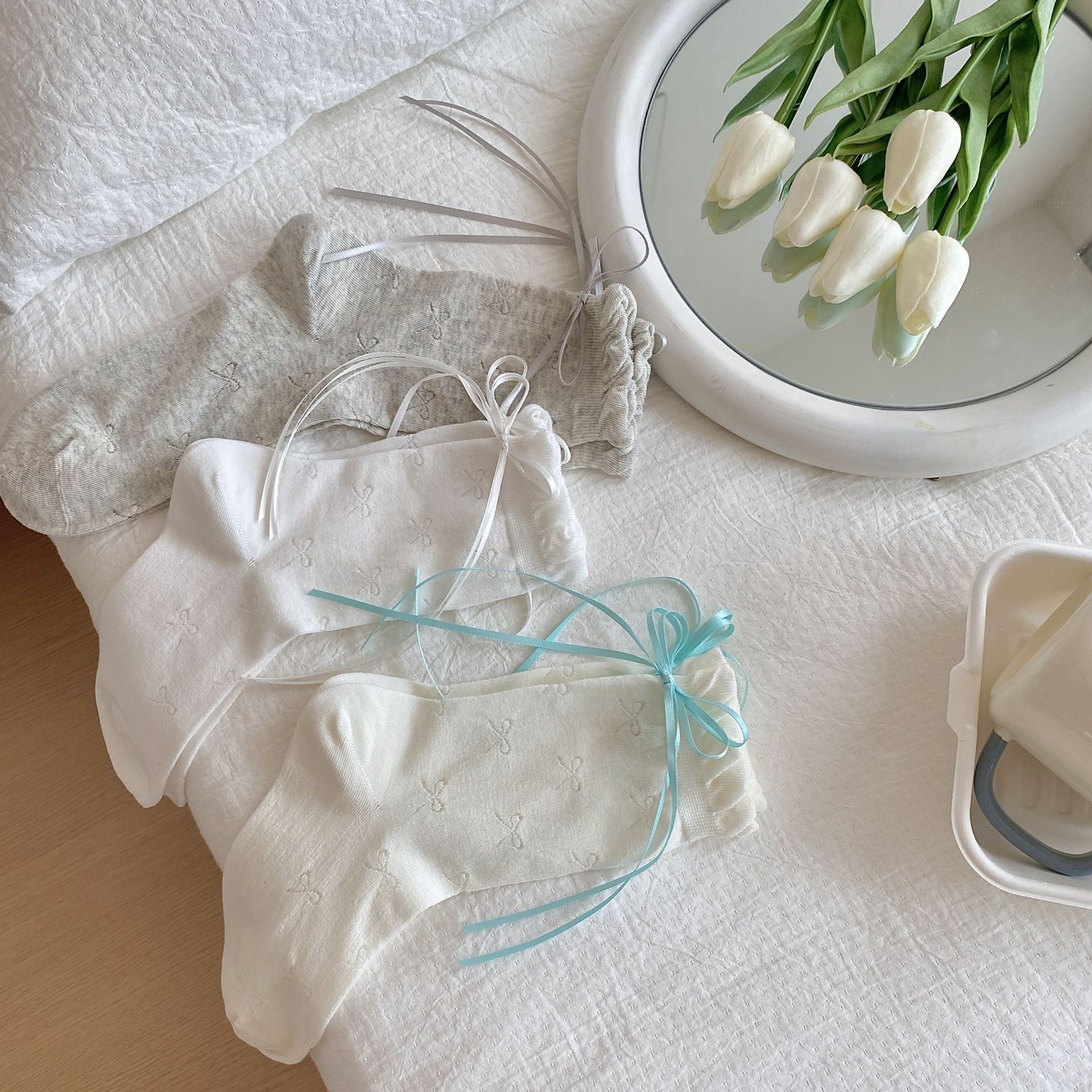 Thin Mesh Breathable Bunching Socks Children Cute Girl Bow Cotton