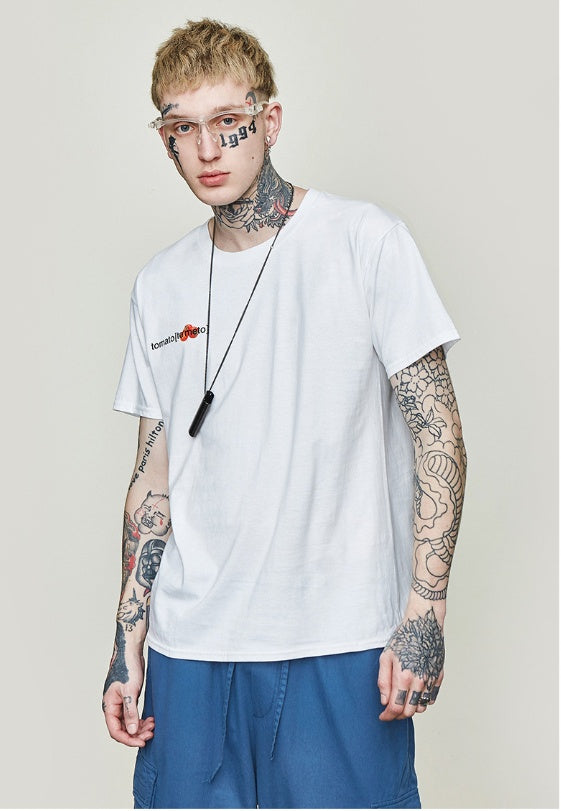 Summer new European and American street fashion vegetables broccoli printing pattern T-shirt men and women street bf personality student short sleeve