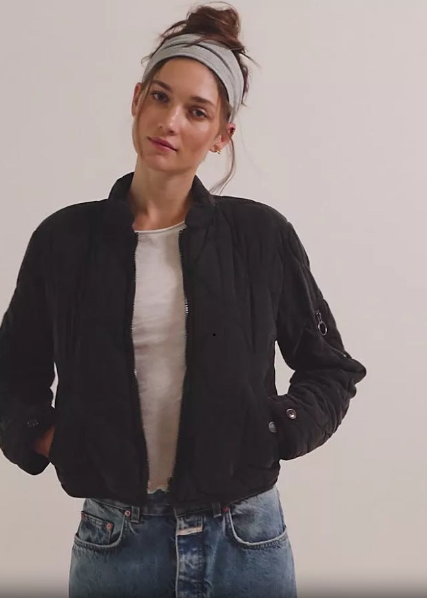 Women’s Quilted Cotton Jacket – Loose Fit Stand Collar Coat