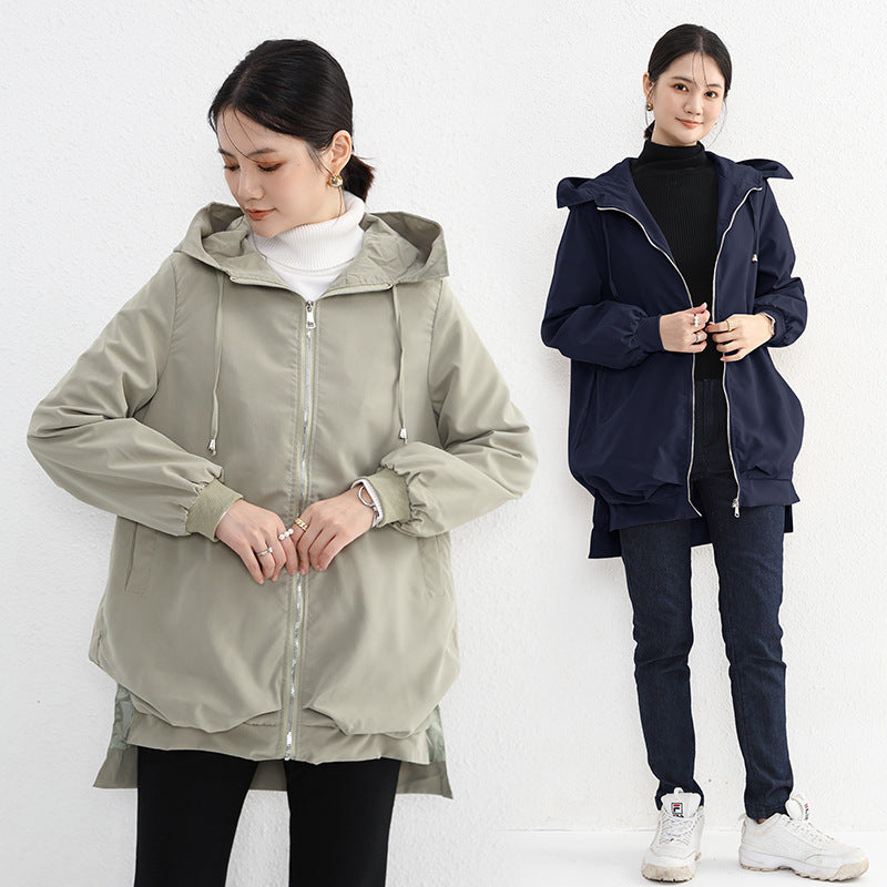 Short Front And Long Back Elegant Trench Coat Pockets