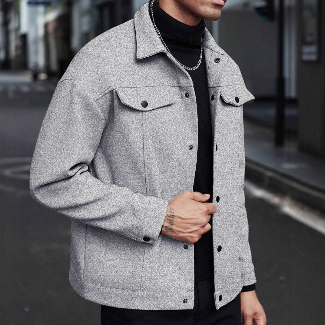 Lightweight Men’s Khaki Woolen Sports Jacket – Modern Casual Look