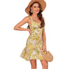 Sexy Sweet Spaghetti-strap Ruffled Printed Dress