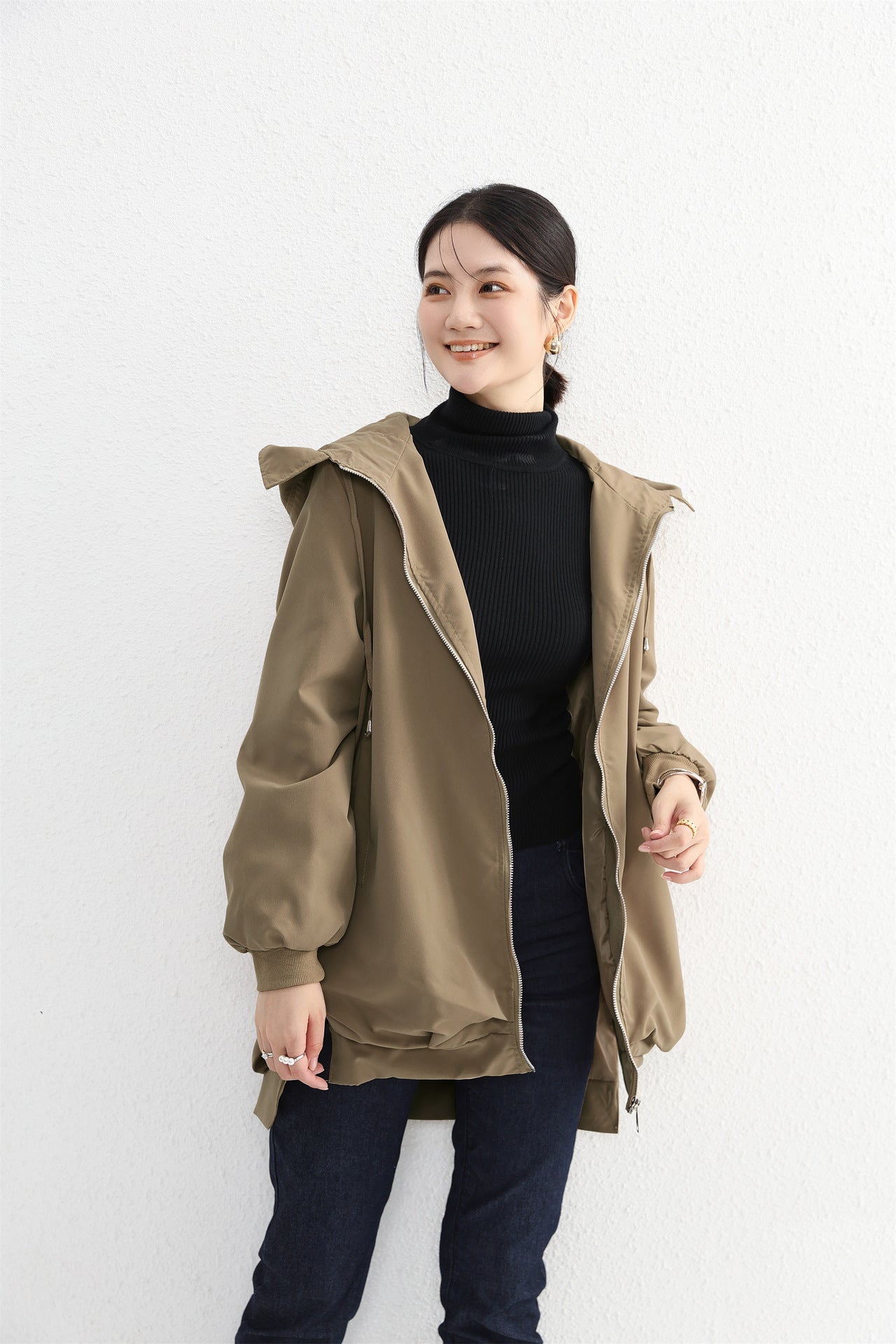 Short Front And Long Back Elegant Trench Coat Pockets