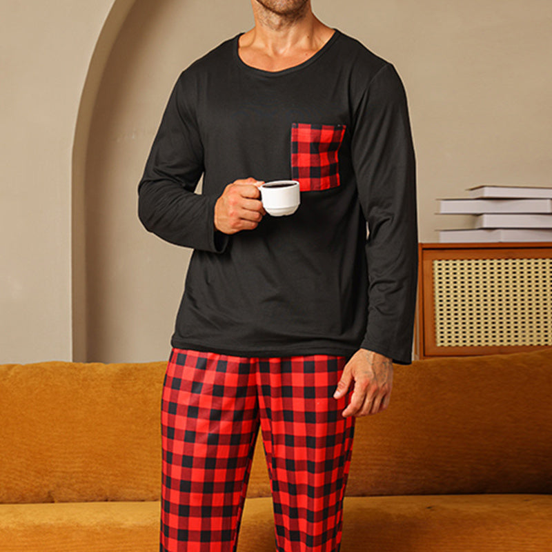 Ice Silk Long Sleeve Long Pants Men&#39;s Pajama Set