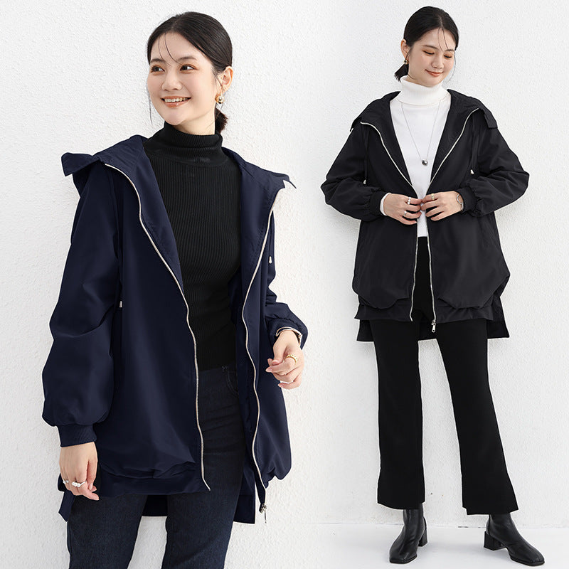 Short Front And Long Back Elegant Trench Coat Pockets