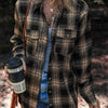 Women&#39;s Multi-color Retro Plaid Double-layer Flip Pocket Shirt