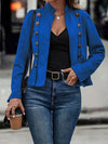 Double-row Metal Buckle Deerskin Velvet Retro Long-sleeved Coat