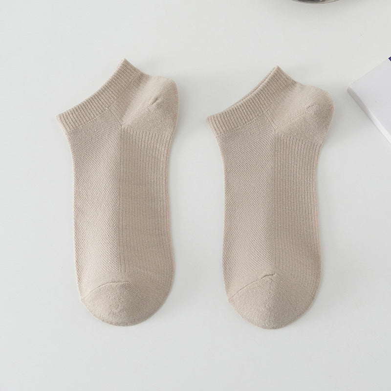 Solid Color Breathable Sweat Absorbing Simple Low-cut Polyester Boat Socks