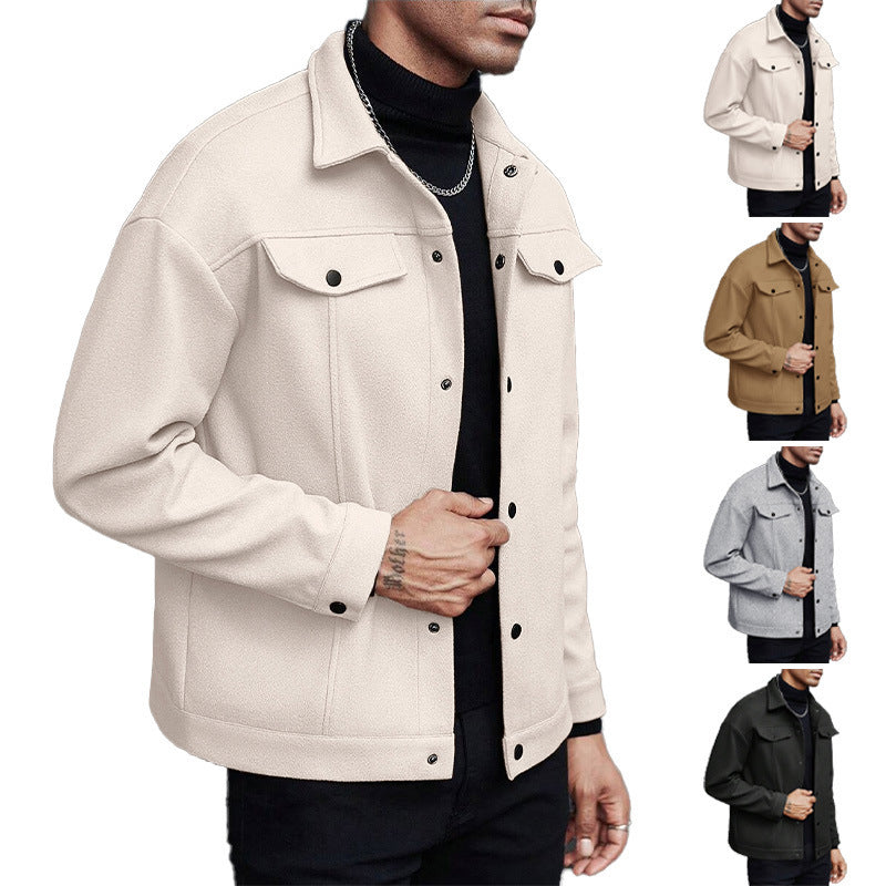 Lightweight Men’s Khaki Woolen Sports Jacket – Modern Casual Look