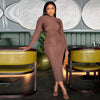 Women&#39;s Solid Color Round Neck Long Sleeve Pullover Dress
