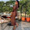 Women&#39;s Solid Color Round Neck Long Sleeve Pullover Dress