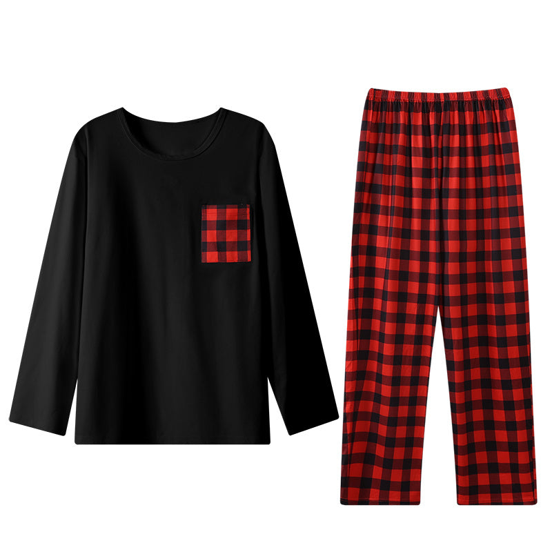 Ice Silk Long Sleeve Long Pants Men&#39;s Pajama Set