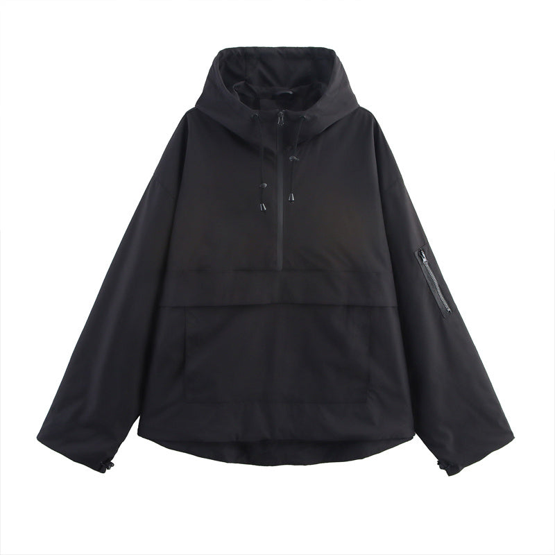 Women&#39;s Long Sleeve Zip Hooded Jacket With Pockets - Casual Sporty Windbreaker For Spring&amp;Fall