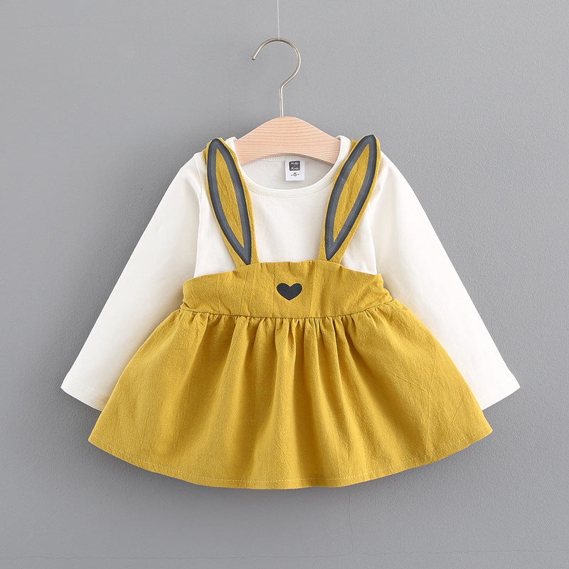 2021 autumn new Korean children&#39;s clothing, girls cute rabbit dress, baby baby princess dress 916