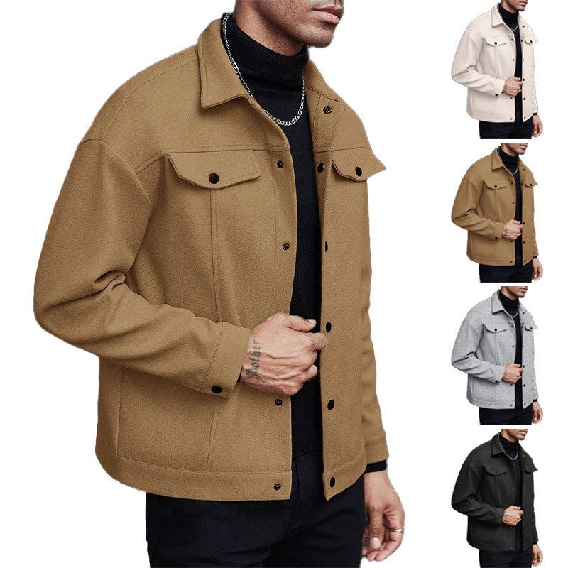 Lightweight Men’s Khaki Woolen Sports Jacket – Modern Casual Look
