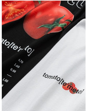 Summer new European and American street fashion vegetables broccoli printing pattern T-shirt men and women street bf personality student short sleeve