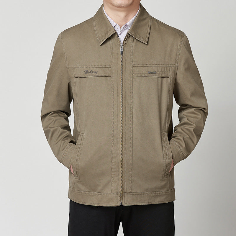 Middle-aged And Elderly Men&#39;s Casual Cotton Turn-down Collar Coat