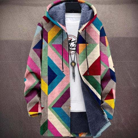 Men&#39;s 3D Personalized Printing Fashion Warm Hooded Jacket