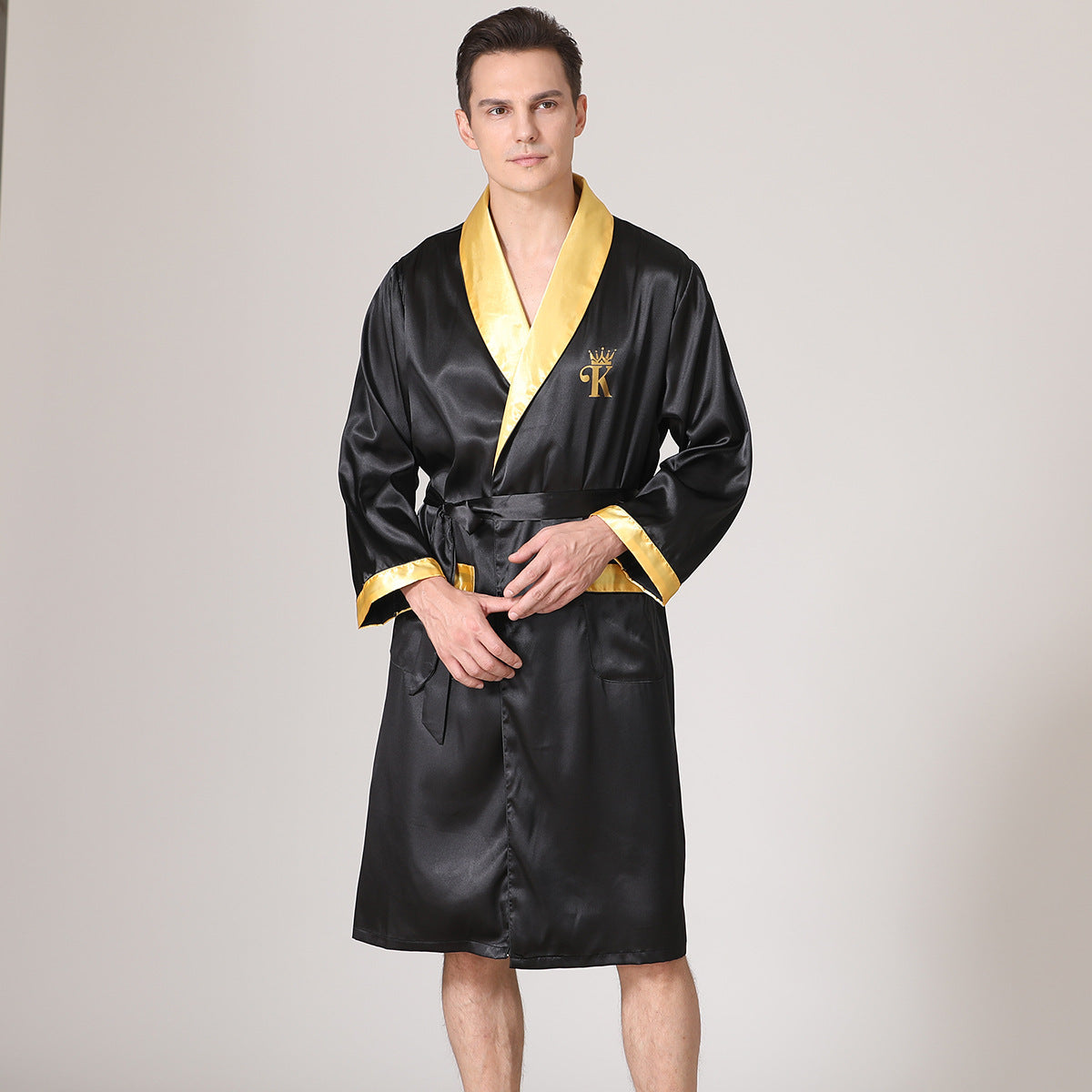 Men&#39;s Summer Silk Bathrobe Nightgown