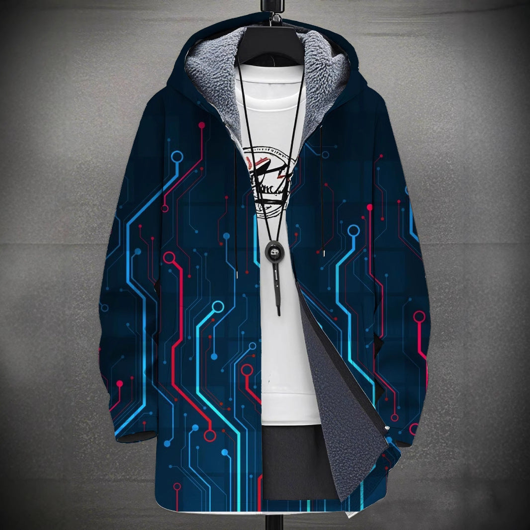 Digital Printing Plus Velvet Men’s Casual Jacket – Trendy &amp; Comfortable