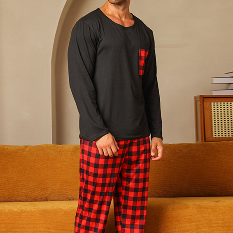 Ice Silk Long Sleeve Long Pants Men&#39;s Pajama Set