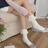 Ins Ballet Style Blogger Same Style Tube Socks Hollow Cherry Lace Bow Socks Japanese JK Girl Bunching Socks
