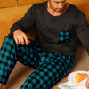 Ice Silk Long Sleeve Long Pants Men&#39;s Pajama Set