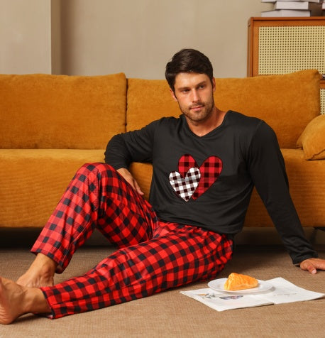 Ice Silk Long Sleeve Long Pants Men&#39;s Pajama Set