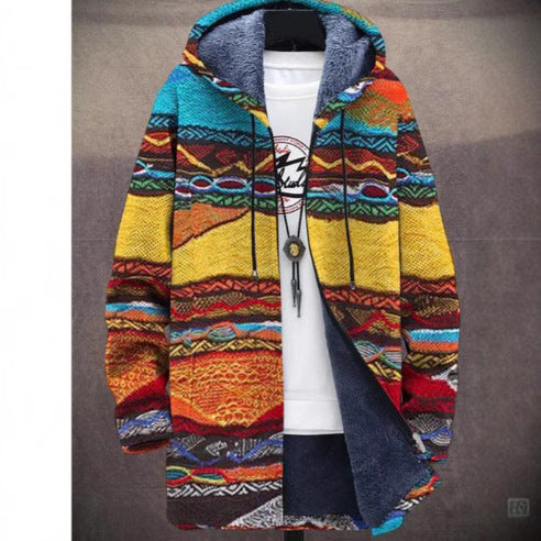 Men&#39;s 3D Personalized Printing Fashion Warm Hooded Jacket