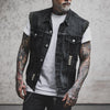Eagle Print Street Denim Vest Coat