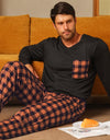Ice Silk Long Sleeve Long Pants Men&#39;s Pajama Set