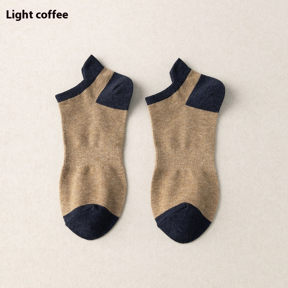 Combed Cotton Bottom Sweat-absorbing Deodorant Anti-ankle Socks Low-cut Men&#39;s Retro Waist