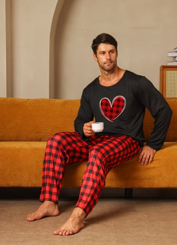 Ice Silk Long Sleeve Long Pants Men&#39;s Pajama Set