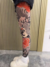 Tattoo Embroidery For Stockings Faded Single Tube Japanese Style