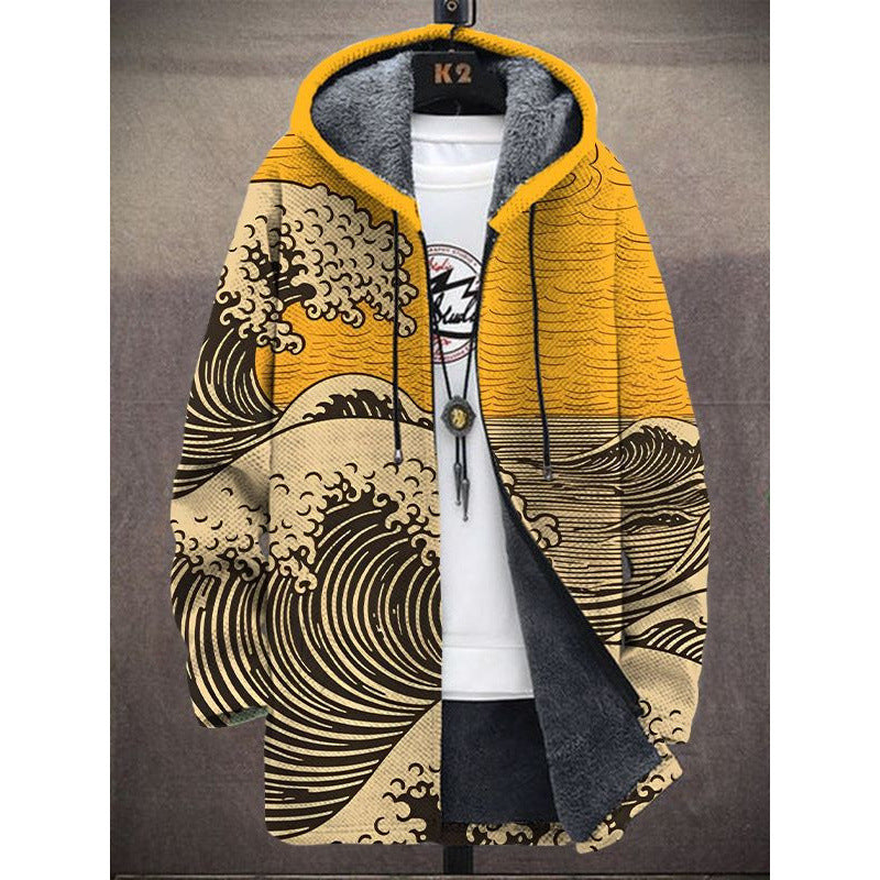 Men&#39;s 3D Personalized Printing Fashion Warm Hooded Jacket