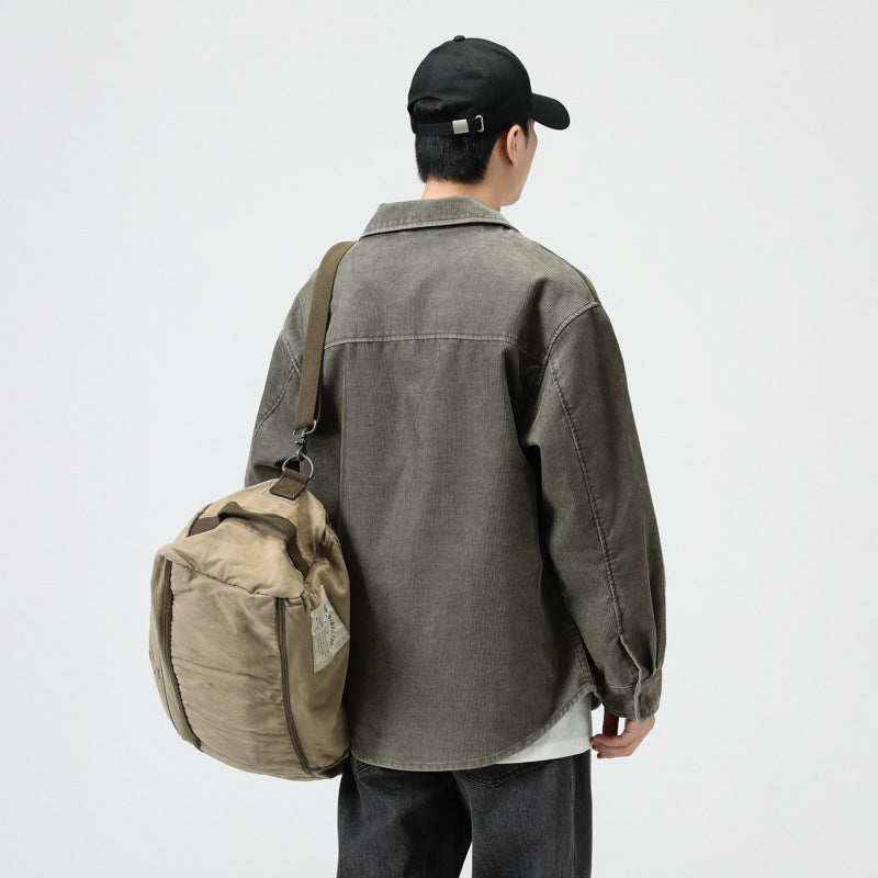 Multi-pocket Loose All-matching Work Clothes Shirt Coat Men&#39;s Washed Corduroy Shirt