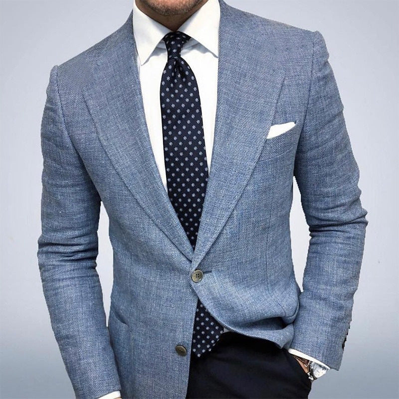 Printed Double Buckle Men&#39;s Plus Size Suit Coat