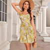 Sexy Sweet Spaghetti-strap Ruffled Printed Dress