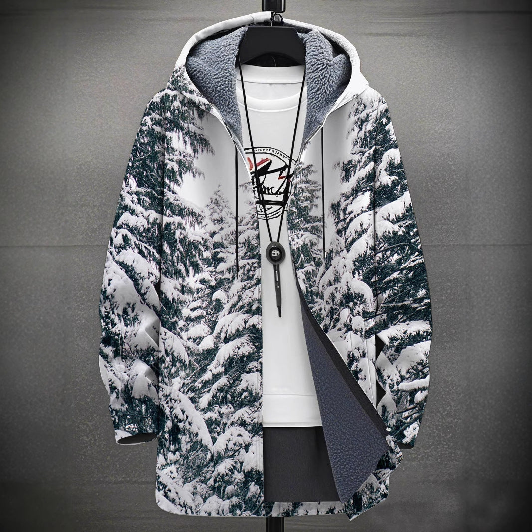 Digital Printing Plus Velvet Men’s Casual Jacket – Trendy & Comfortable
